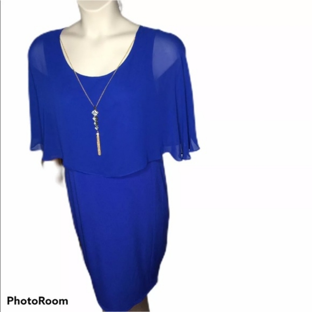 Glamour Nights Blue Cape Dress